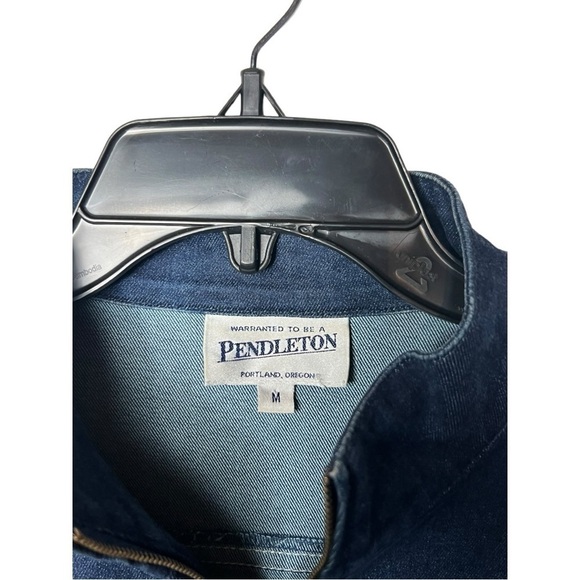 1656. PENDLETON LONG SLEEVE FULL ZIP DENIM JACKET SIZE MEDIUM FAUX LEATHER TRIM - Picture 6 of 10